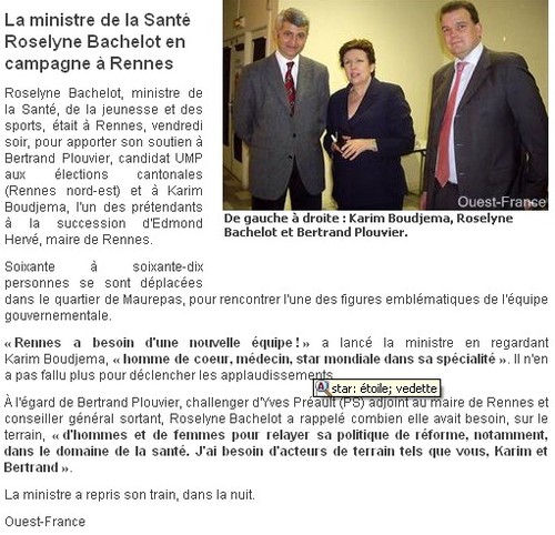 Ouest-France 1er et 2 mars, article repris sur le site de Rennesmaville